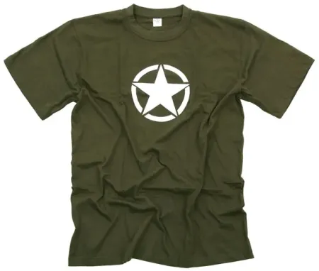 Army Surplus Fostex White Star T-shirt Green Size Small (133380-GRN-S)