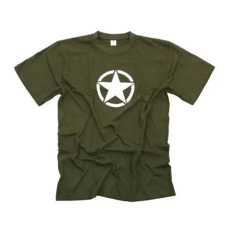 Army Surplus Fostex White Star T-shirt Green Size Medium (133380-GRN-M)