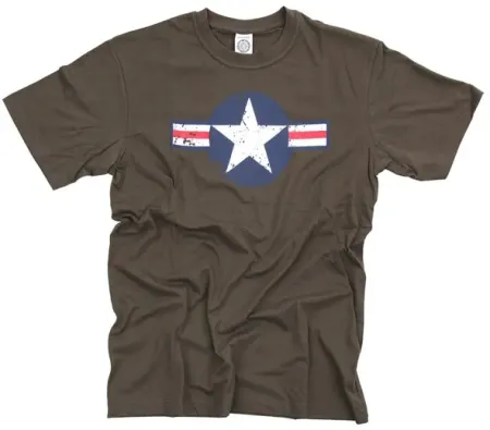 Army Surplus T-shirt Air Force Star & Bars Green Size Small (133504-GRN-S)