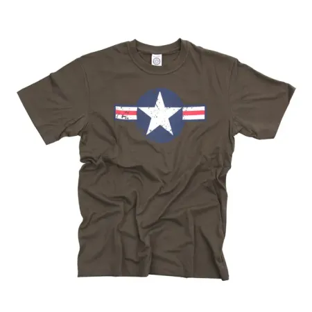  Army Surplus T-shirt Air Force Star & Bars Green Size Large (133504-GRN-L)