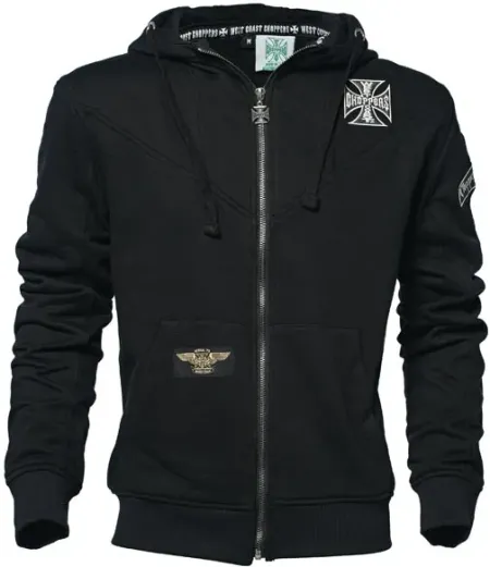 West Coast Choppers OG Classic Panel Zip Hoodie Black Size Small (WCCHD0170ZWS)