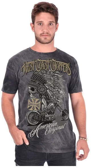 West Coast Choppers Chief T-shirt Dark Grey Size Small (WCCTS132704DGS)