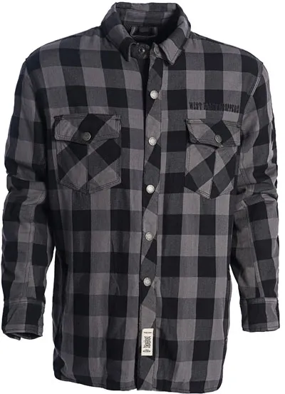 West Coast Choppers Dominator Riding Flannel Shirt Grey/Black (CE Approved) Size Small (WCCWS138GRS)