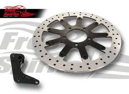 Free Spirits Upgrade Floating Front Brake Rotor Kit 340mm With Pads For Triumph Speedmaster 2011-2016 Bonneville SE Models With Cast Wheels (303810LK)