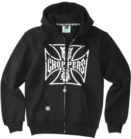 West Coast Choppers OG Logo Zip Hoodie Black Size Small (WCCHD200ZWS)