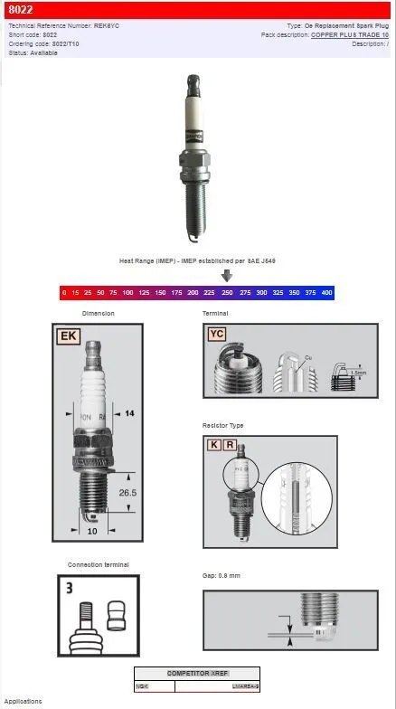 Champion S-plug REK6YC (8022)