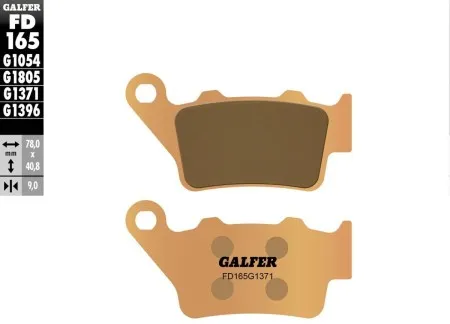 Galfer Sintered Metal Street Compound (1370/1371) Rear Brake Pads For Harley Davidson 2021-2025 Pan America Models (FD165G1371)