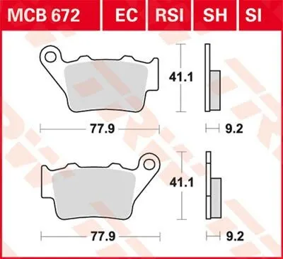 TRW SH Series Sindered Rear Brake Pads (MCB672SH)