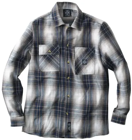  West Coast Choppers Riser Shirt Brown/Blue Size Small (WCCWS151BRS)