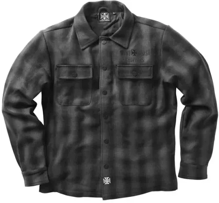 West Coast Choppers Wool Lined Plaidshirt Black/Grey Size Small (WCCJS047GRS)