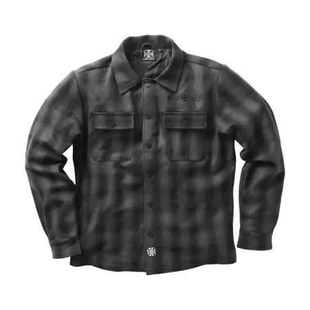 West Coast Choppers Wool Lined Plaidshirt Black/Grey Size XL (WCCJS047GRXL)