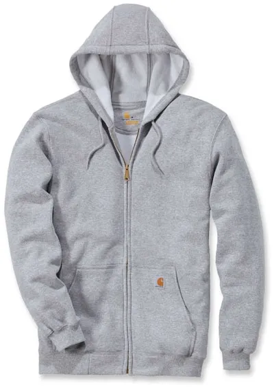 Carhartt Zip Hooded Sweatshirt Heather Grey Size Small (K122-HGYSREG)