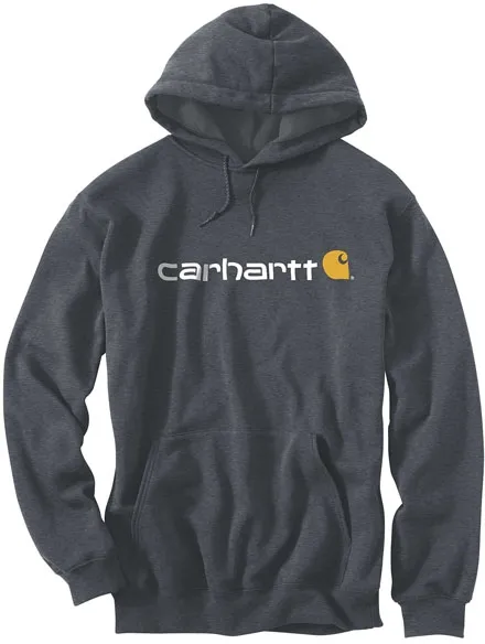 Carhartt Signature Logo Hoodie Carbon Heather Size Small (100074-026SREG)