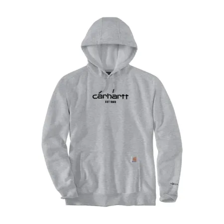 Carhartt Logo Graphic Hoodie Asphalt Heather Size Medium (105569-058MREG)