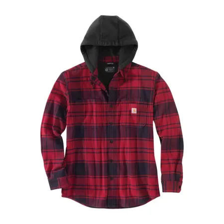 Carhartt Flannel Hooded Shirt Oxblood Size Large (105621-R09LREG)