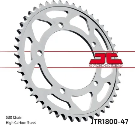 JT Sprockets JTR1800.47 Rear Replacement Sprocket 47 Teeth 50 Pitch Natural C49 High Carbon Steel (JTR1800.47)