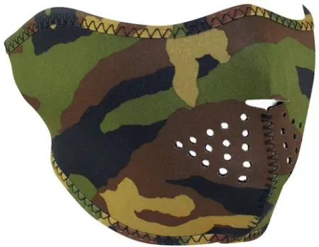 Zan Headgear Half Mask Neoprene Woodland Camo (WNFM118H)