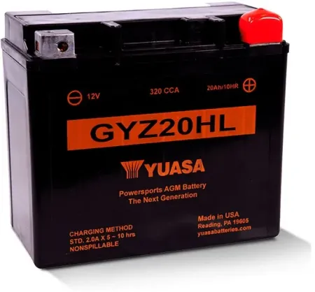 Yuasa GYZ Series High Performance Battery 320 CCA For 2000-2025 Softail, 2024-2025 Pan America, 1999-2017 Dyna, 2008-2017 V-Rod 1250cc, 1997-2003 Sportster Models & 1997-2002 Buell M2/S3/X1 (GYZ20HL)